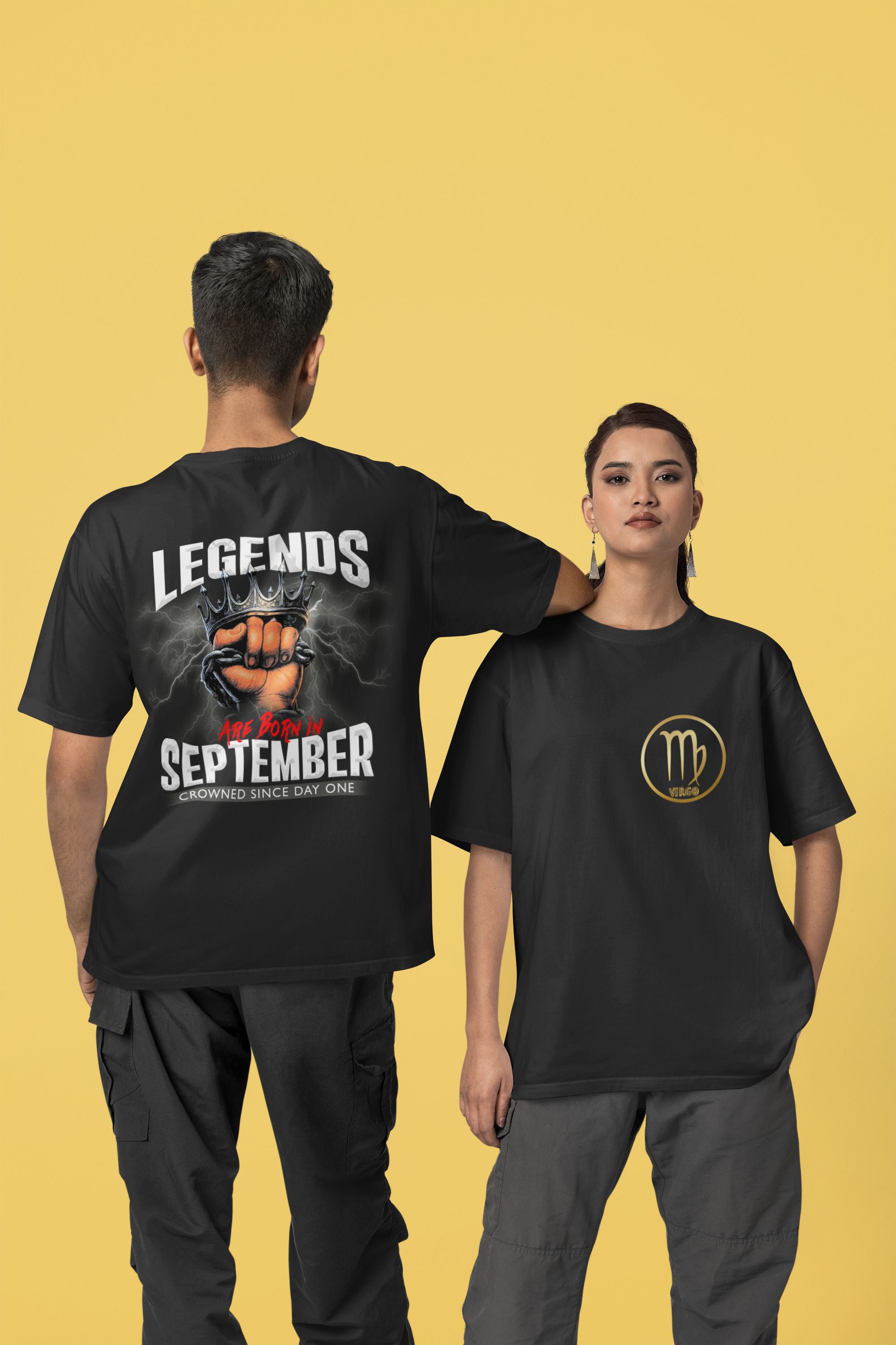 Men's September Born Oversized T-Shirt (front & back print)