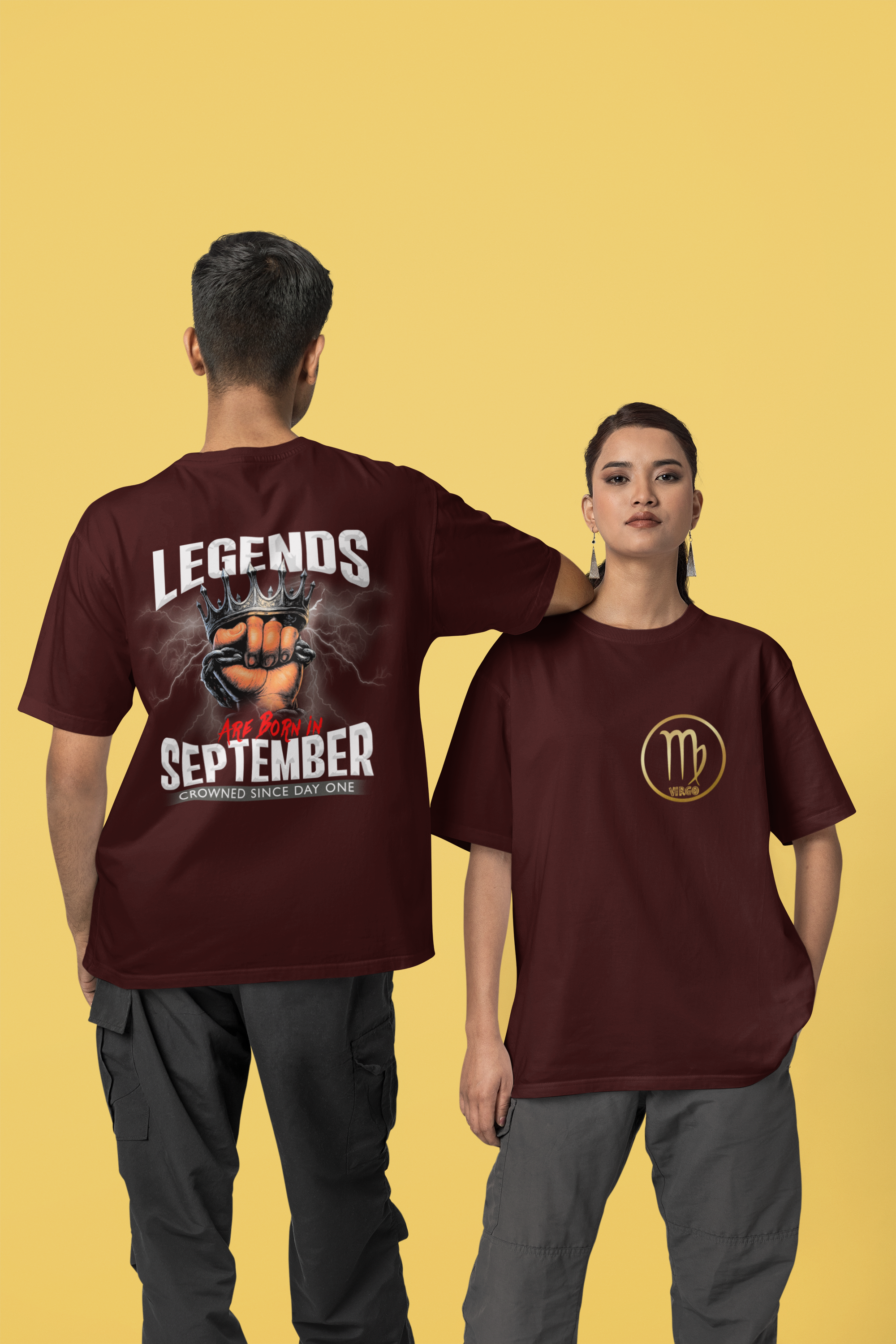Men's September Born Oversized T-Shirt (front & back print)