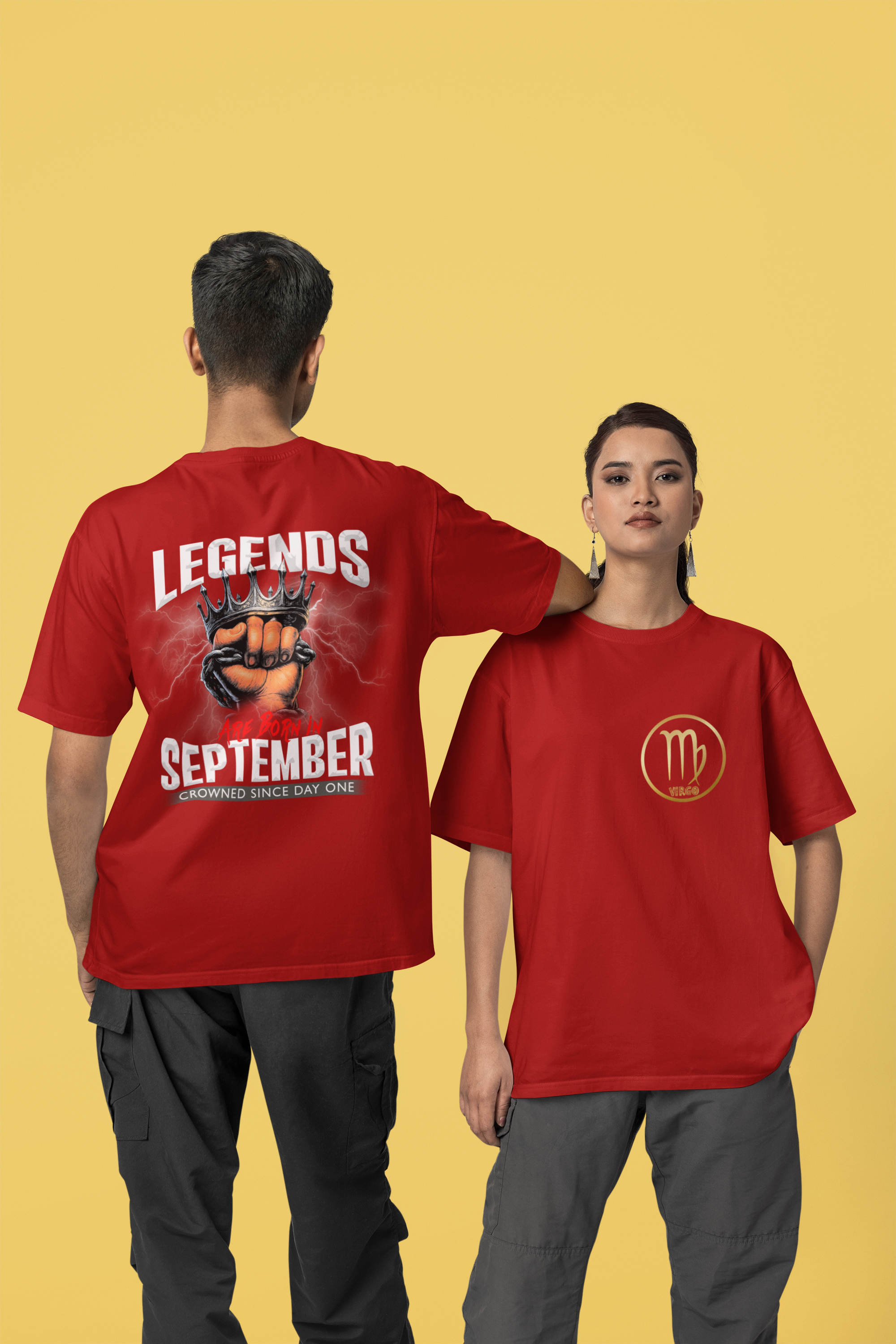Men's September Born Oversized T-Shirt (front & back print)