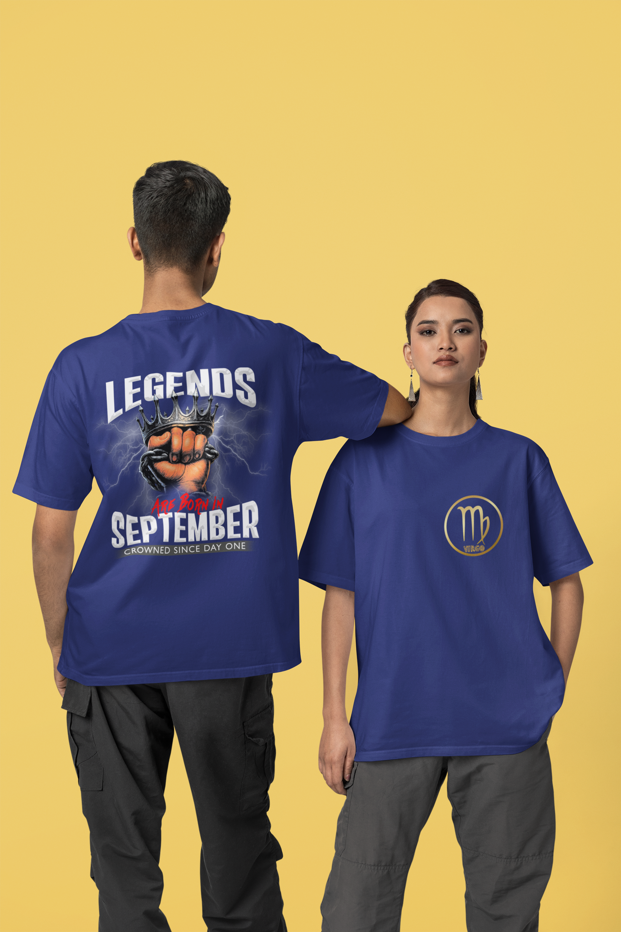 Men's September Born Oversized T-Shirt (front & back print)